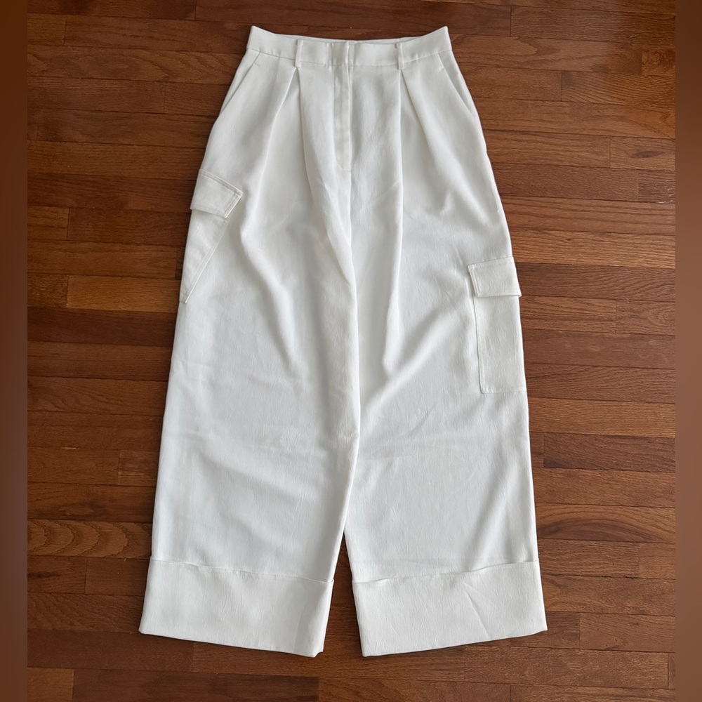 Tibi White Wide-Leg Women's Pants